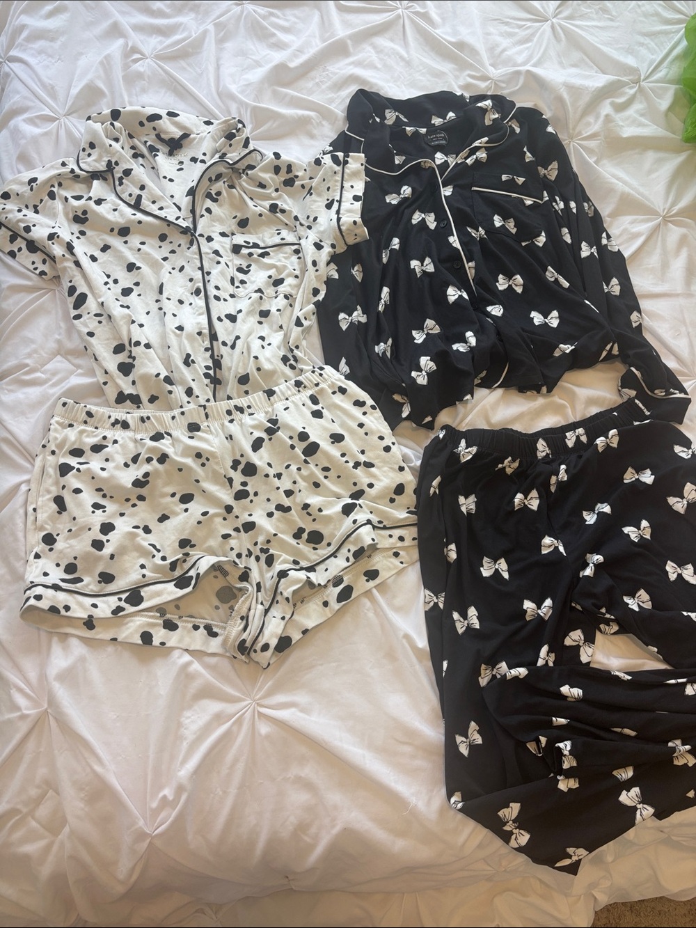 kate spade Black & White Polka Dot and Bow Pajama Sets